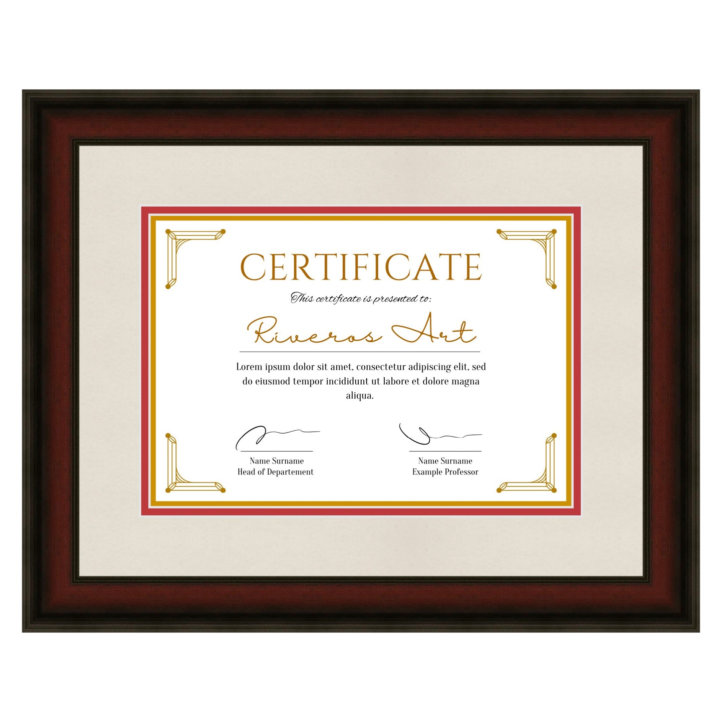 Satin Mahogany Finish Graduation Frame with Black Edges on a Classic Rounded Profile