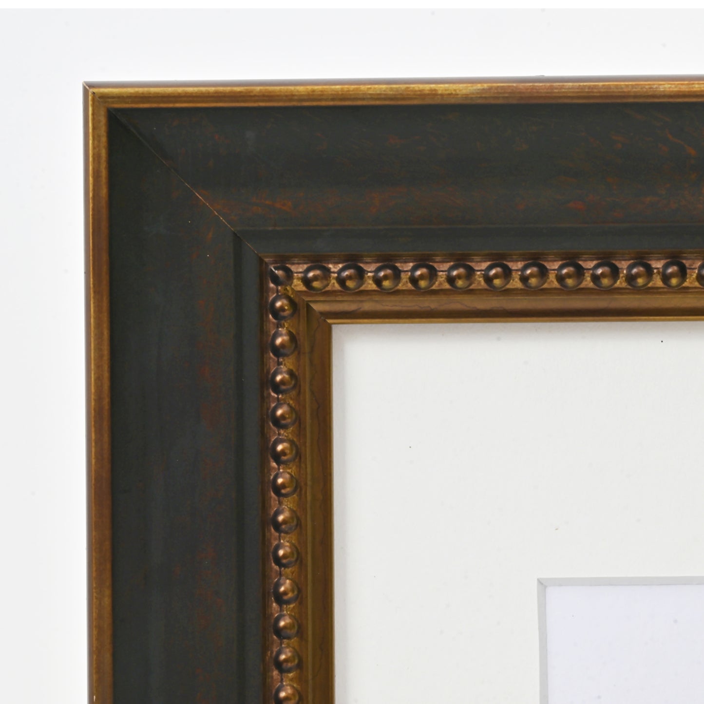 Oxidized Black and Bronze Ornate Frame With Gold Beaded Lip