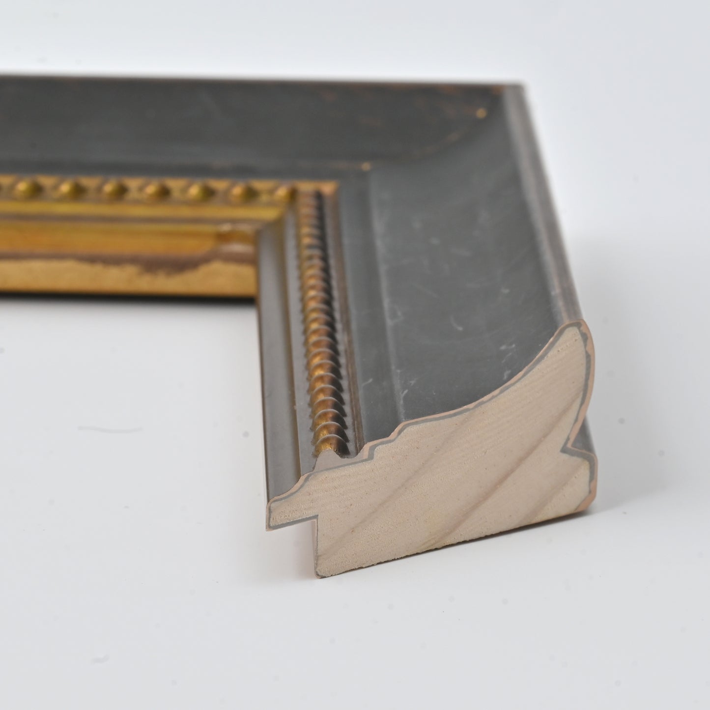 Oxidized Black and Bronze Ornate Frame With Gold Beaded Lip