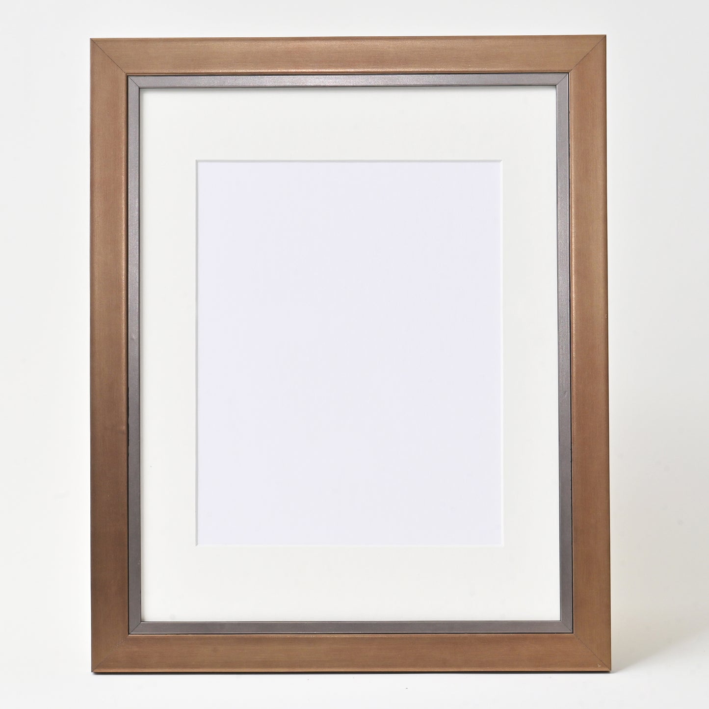 Metallic Bronze-Gold Picture Frame on Step Profile With Dark Iron Lip