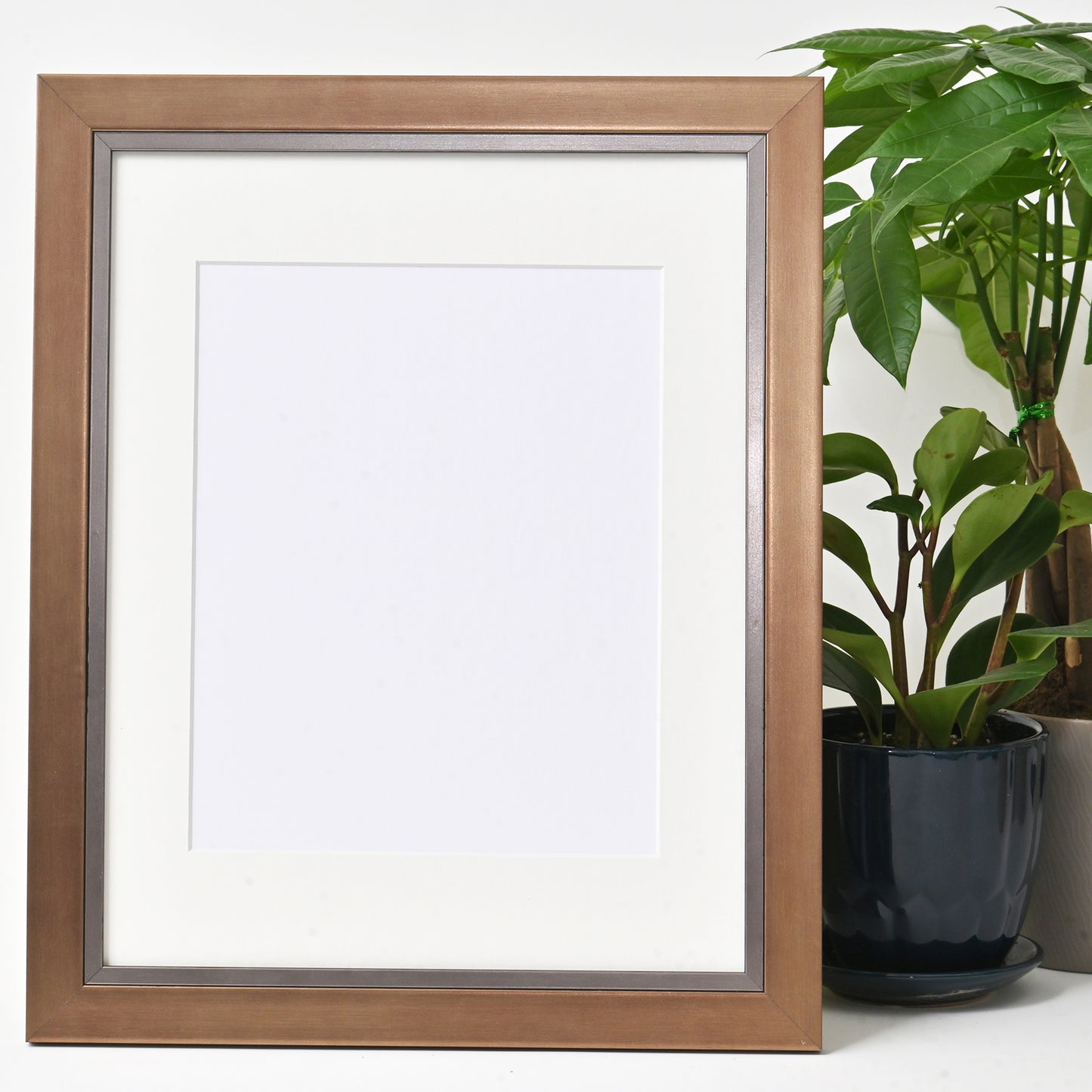 Metallic Bronze-Gold Picture Frame on Step Profile With Dark Iron Lip