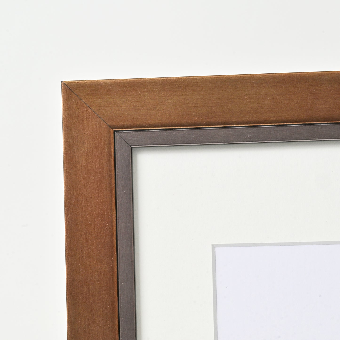 Metallic Bronze-Gold Picture Frame on Step Profile With Dark Iron Lip