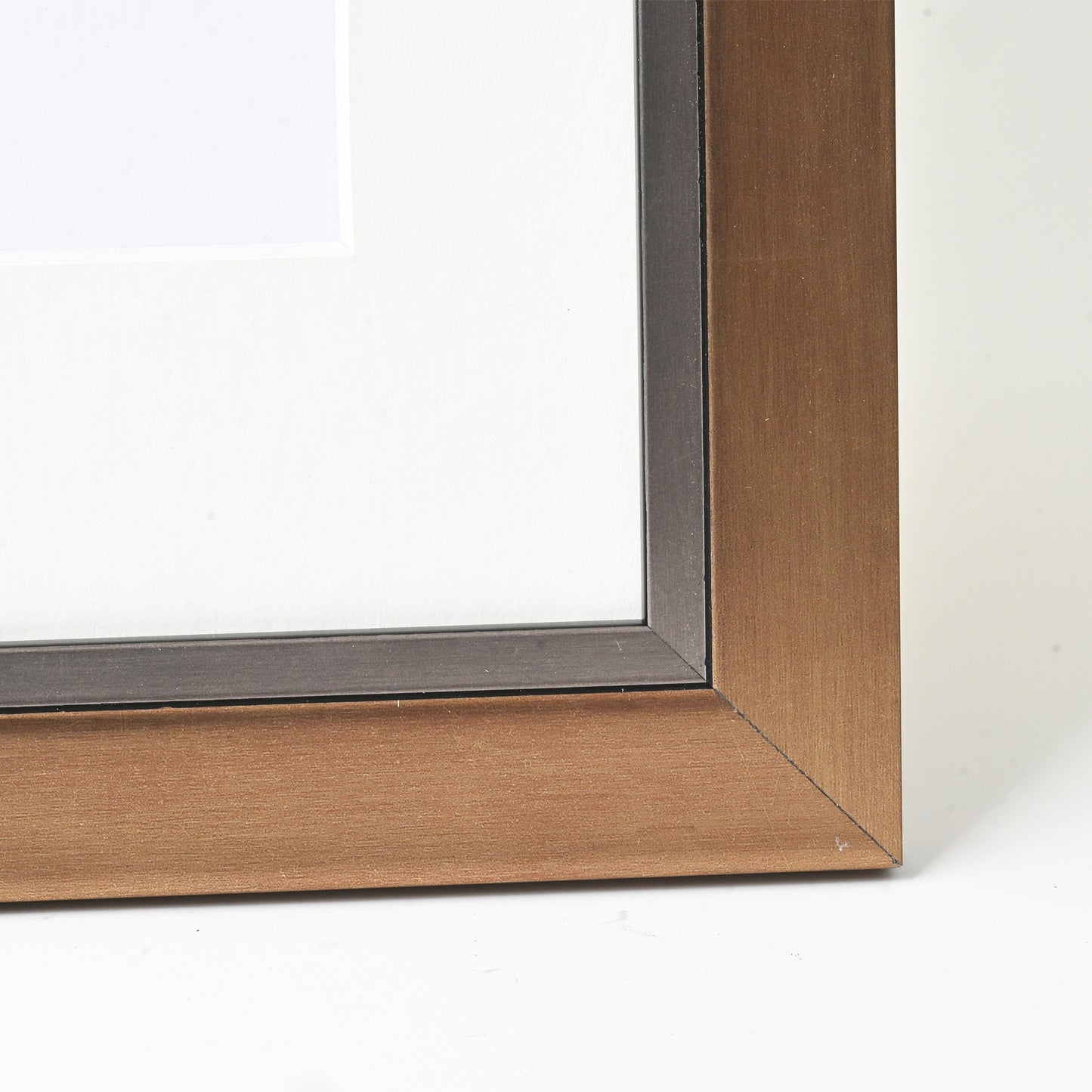 Metallic Bronze-Gold Picture Frame on Step Profile With Dark Iron Lip