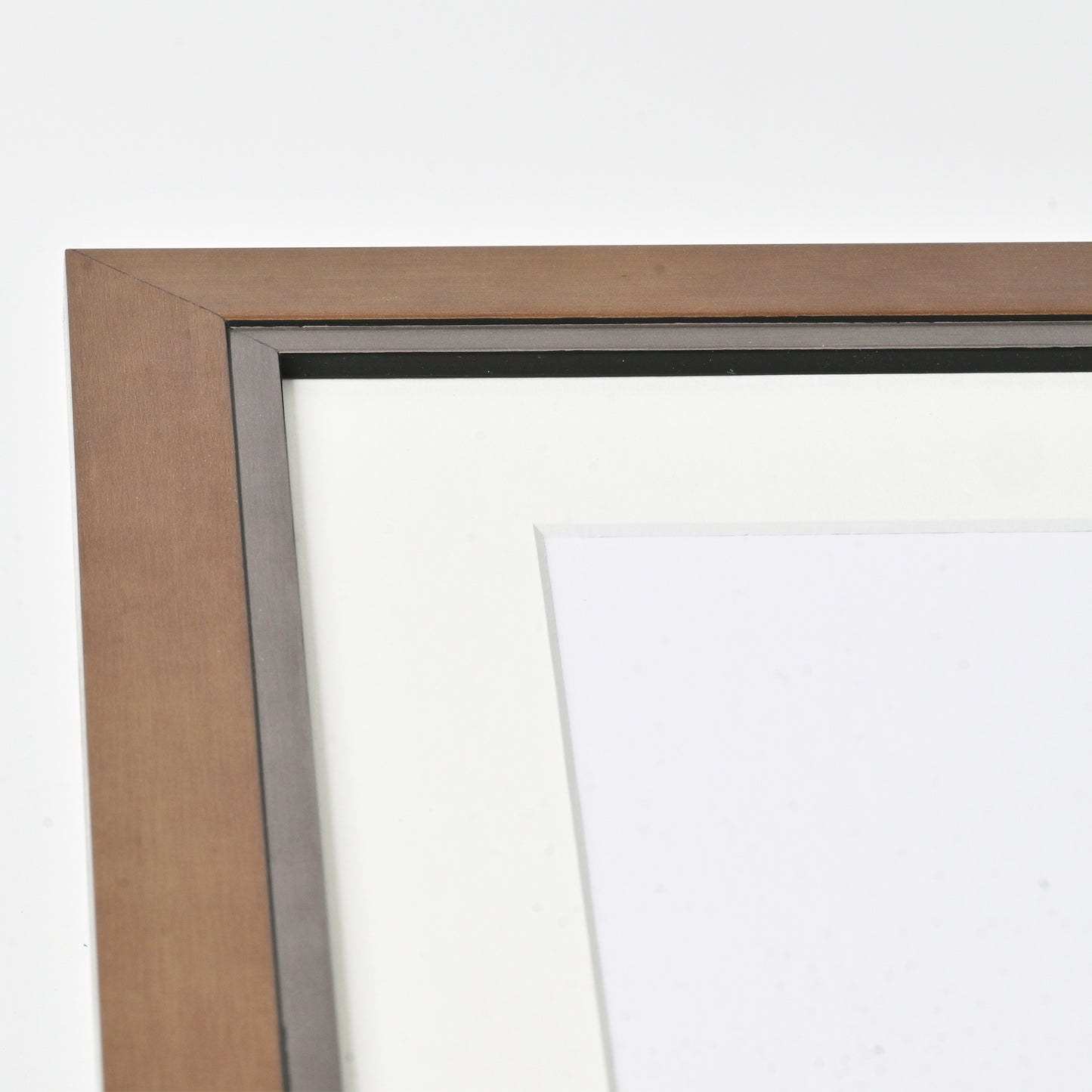 Metallic Bronze-Gold Picture Frame on Step Profile With Dark Iron Lip