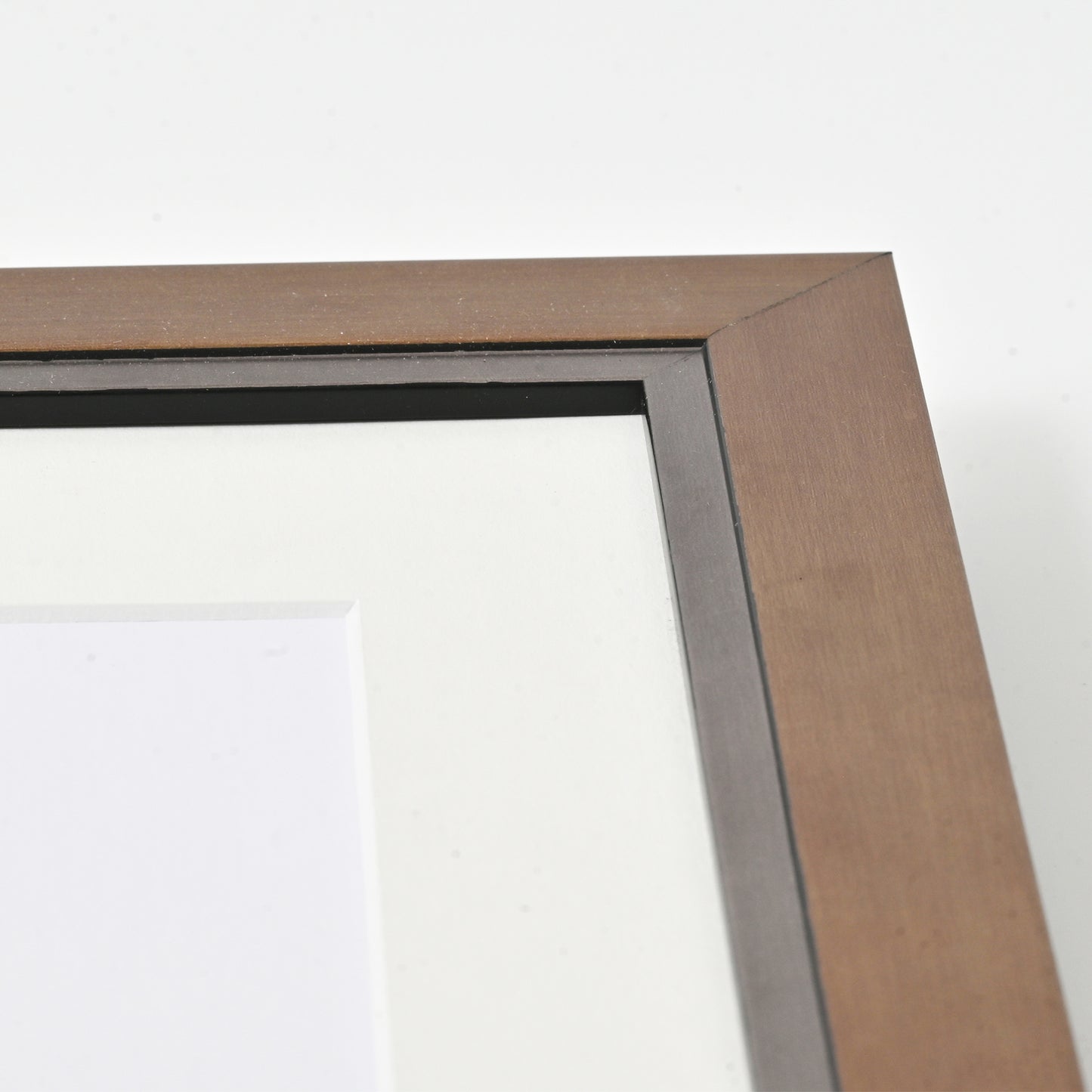 Metallic Bronze-Gold Picture Frame on Step Profile With Dark Iron Lip