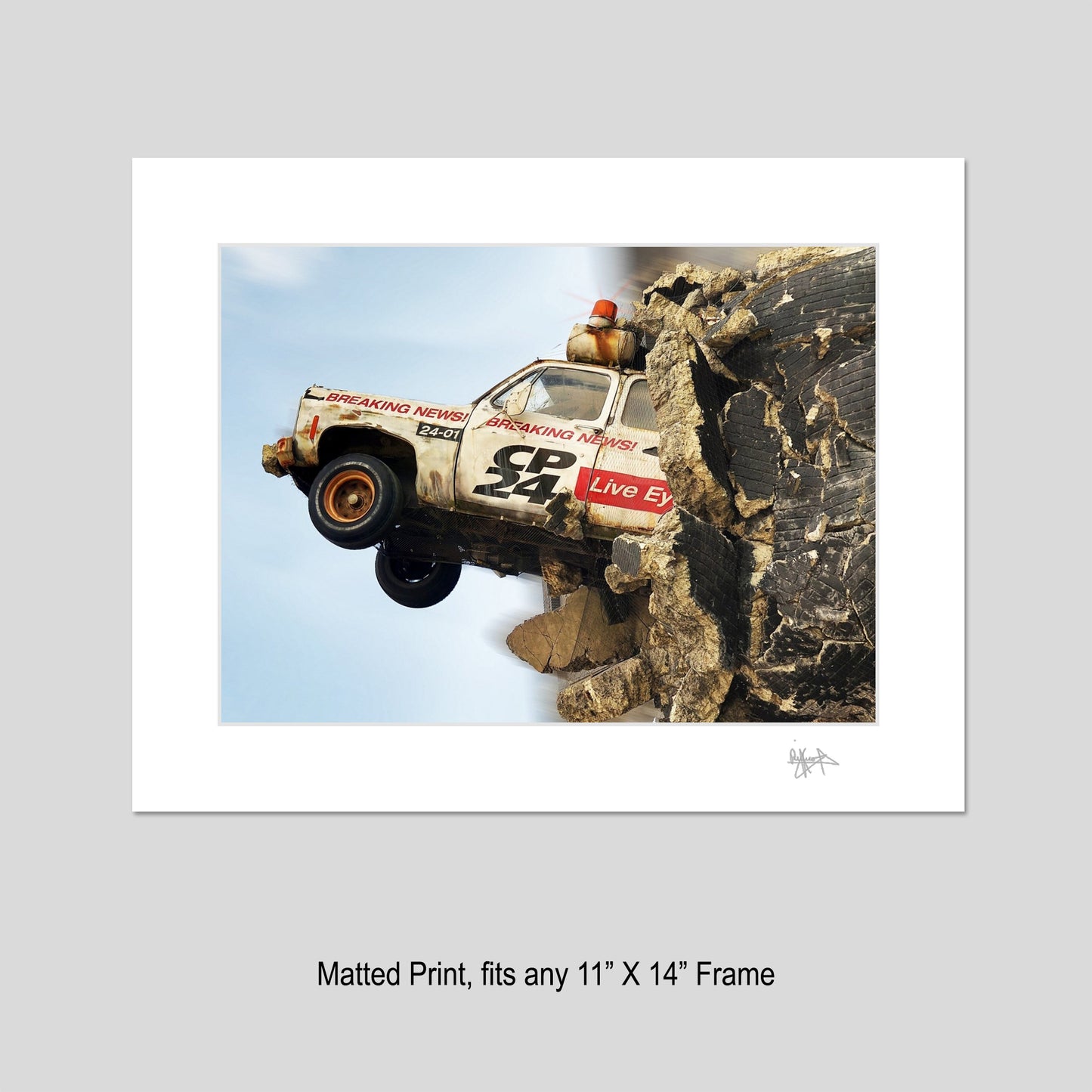 1154 City TV Truck Bursting through Wall