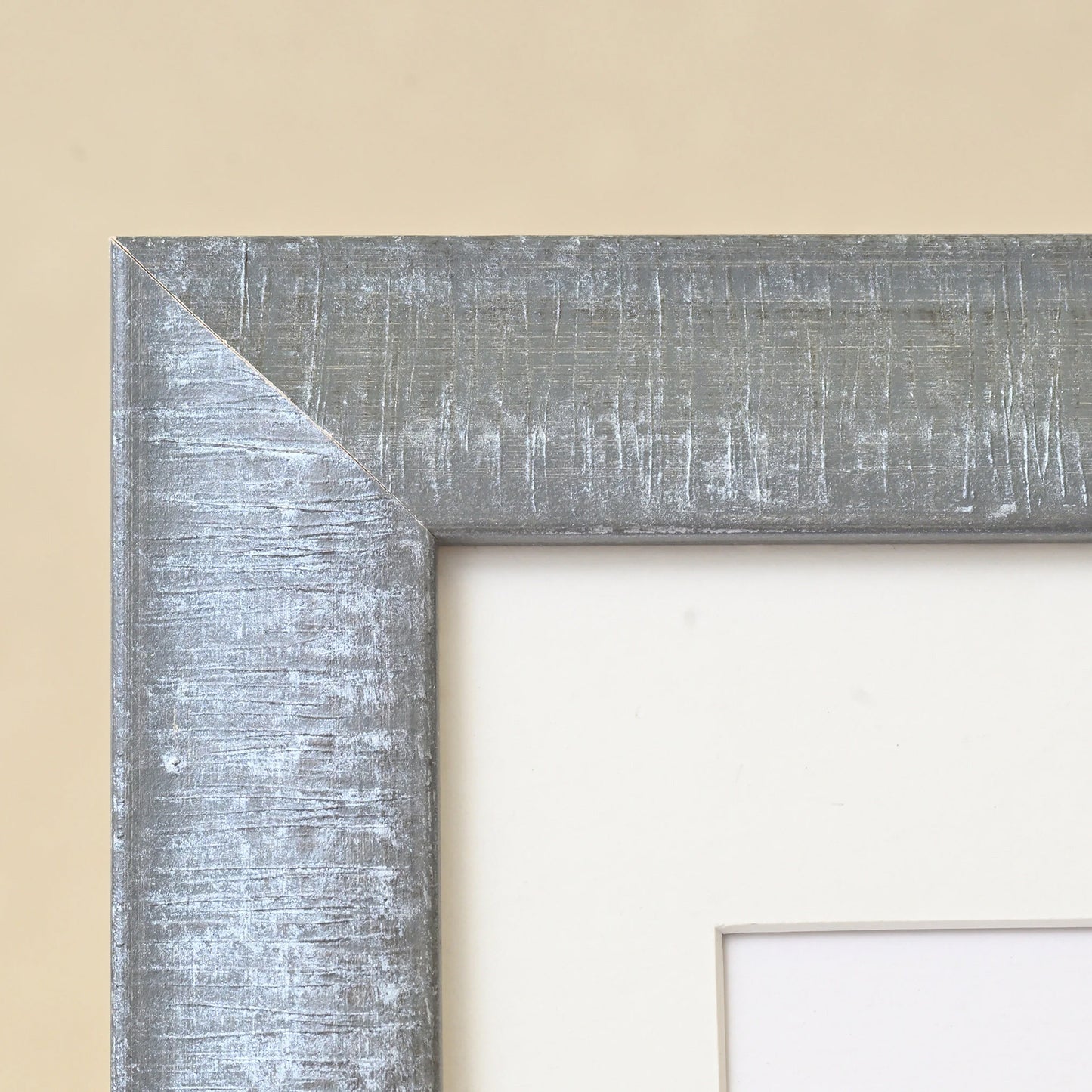 Distressed Storm Gray Stain With Hand Finished Silver Leaf Accents