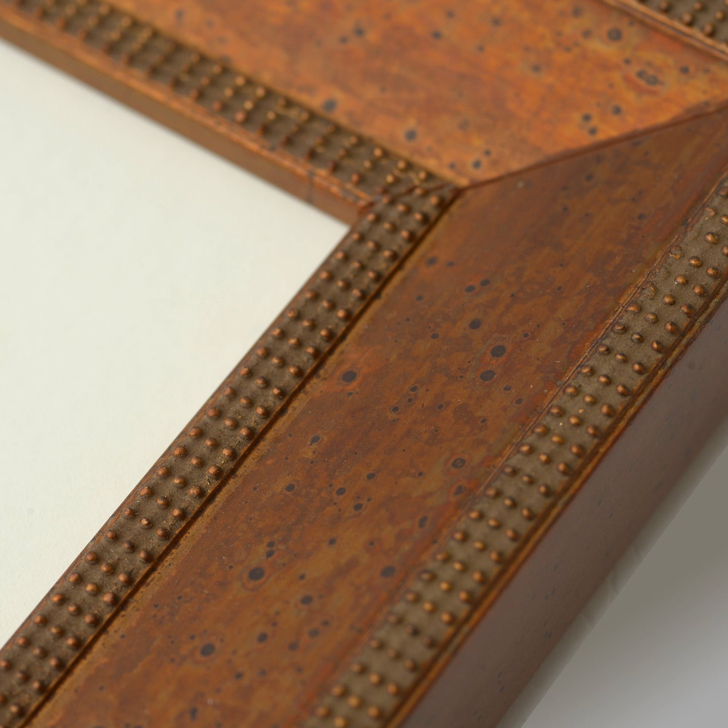 Sloped Profile Frame With Gold Beads Separated With Oxidized Gold Panel