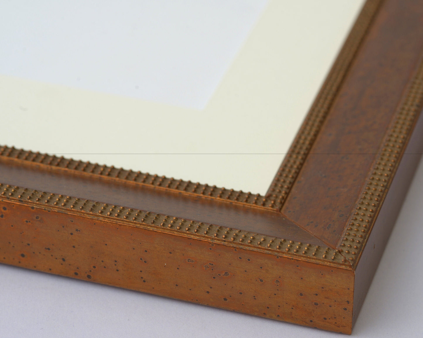 Sloped Profile Frame With Gold Beads Separated With Oxidized Gold Panel