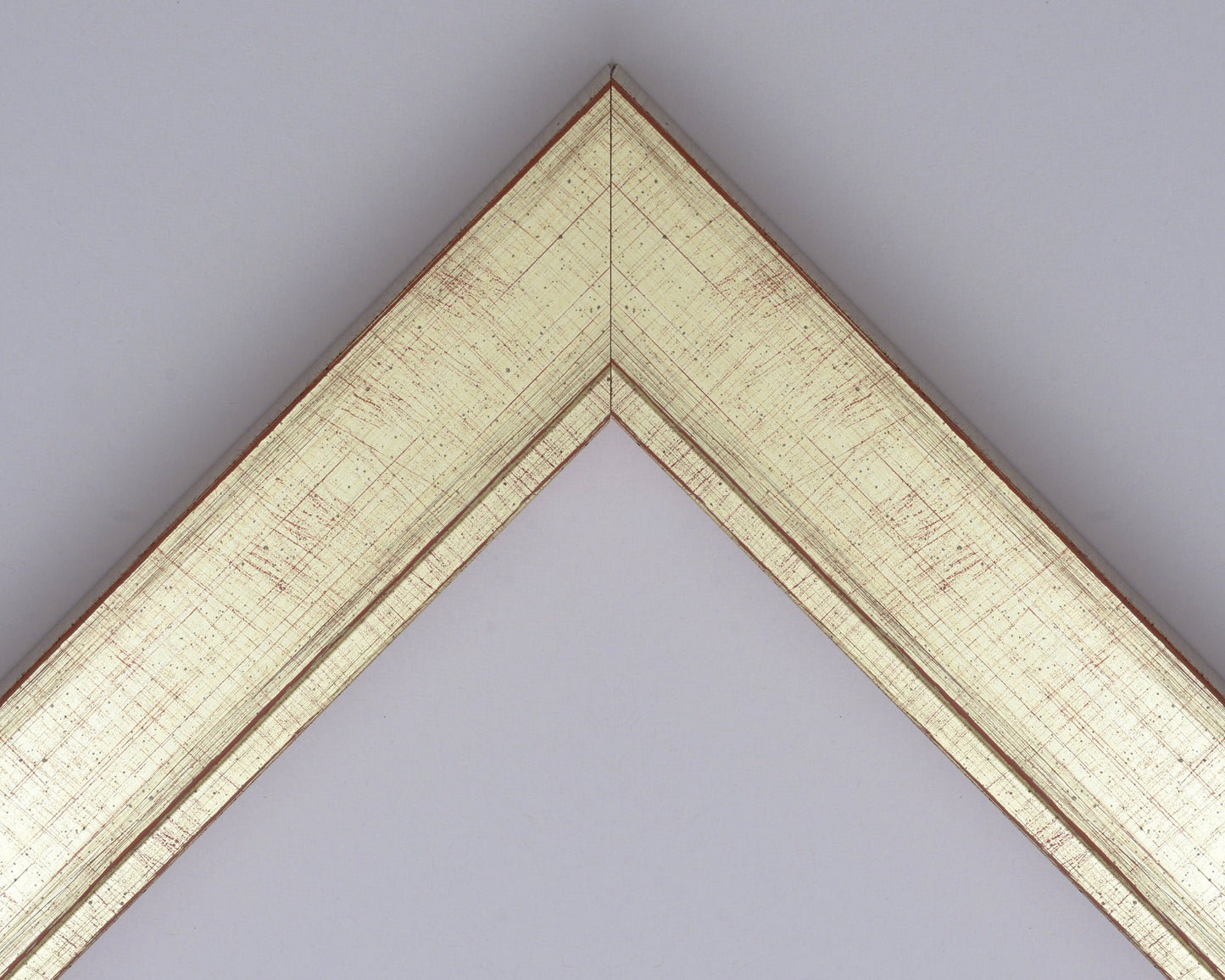 Brushed Silver Foil Frame With Distressed Red Undertones On Thick Angled Profile