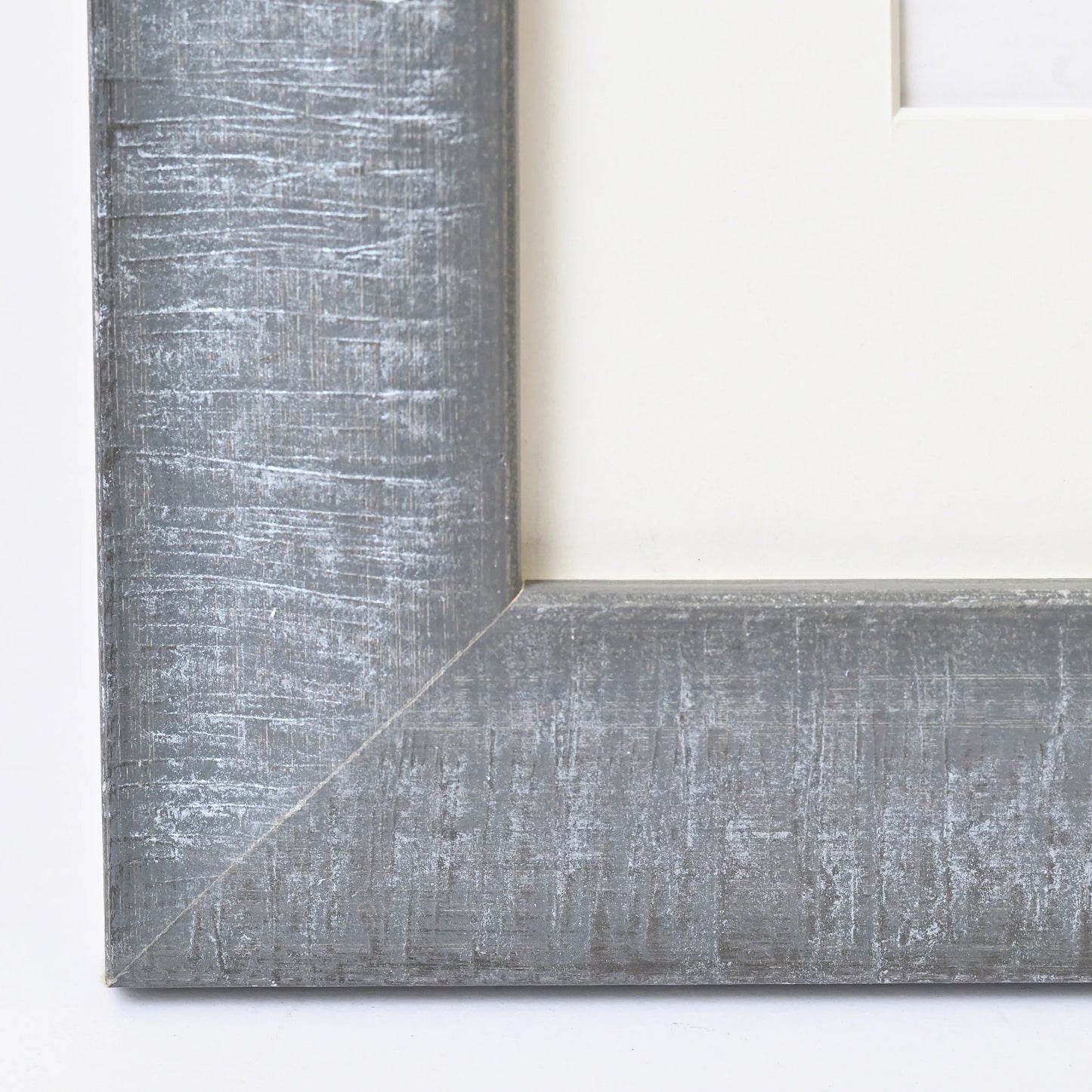 Distressed Storm Gray Stain With Hand Finished Silver Leaf Accents