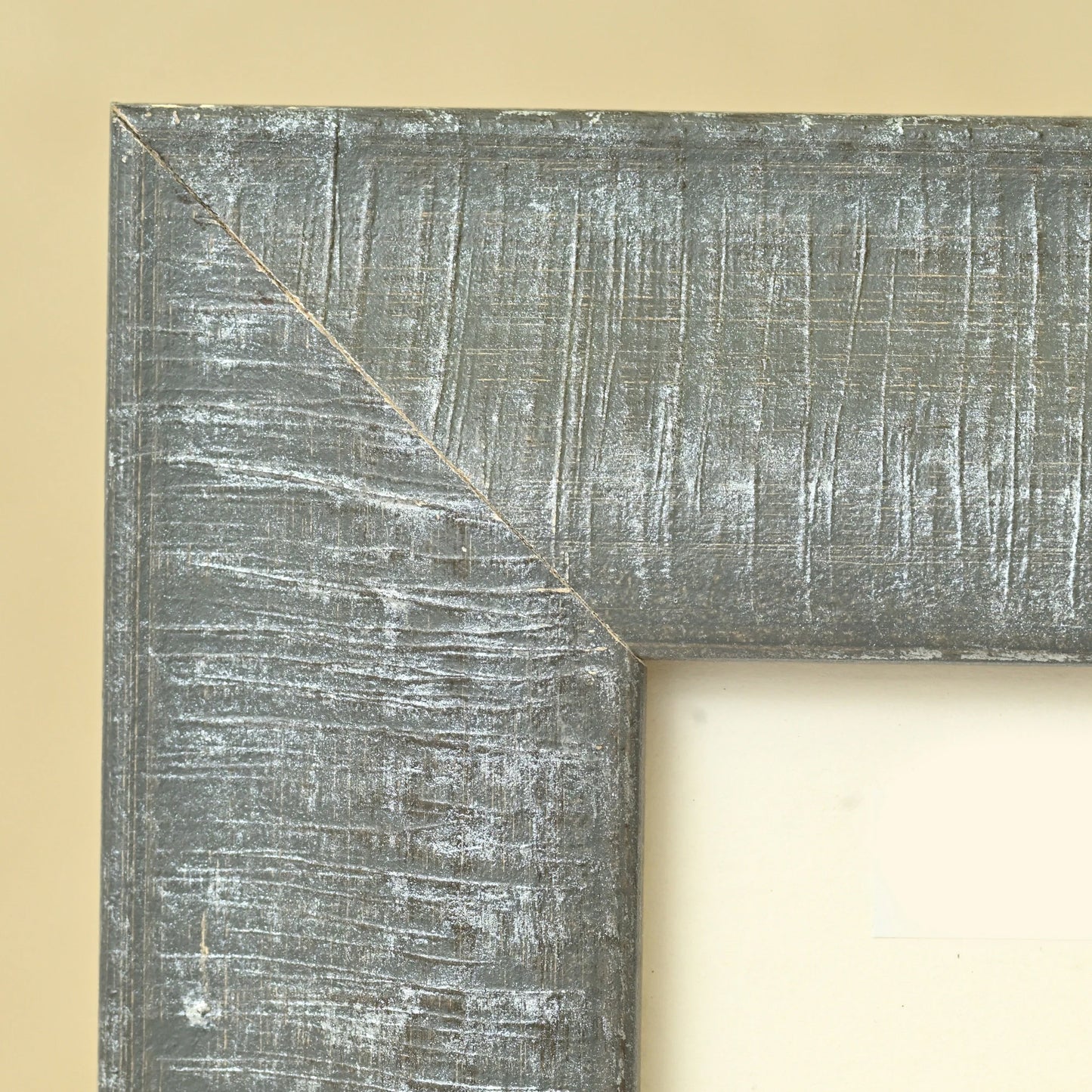 Distressed Storm Gray Stain With Hand Finished Silver Leaf Accents