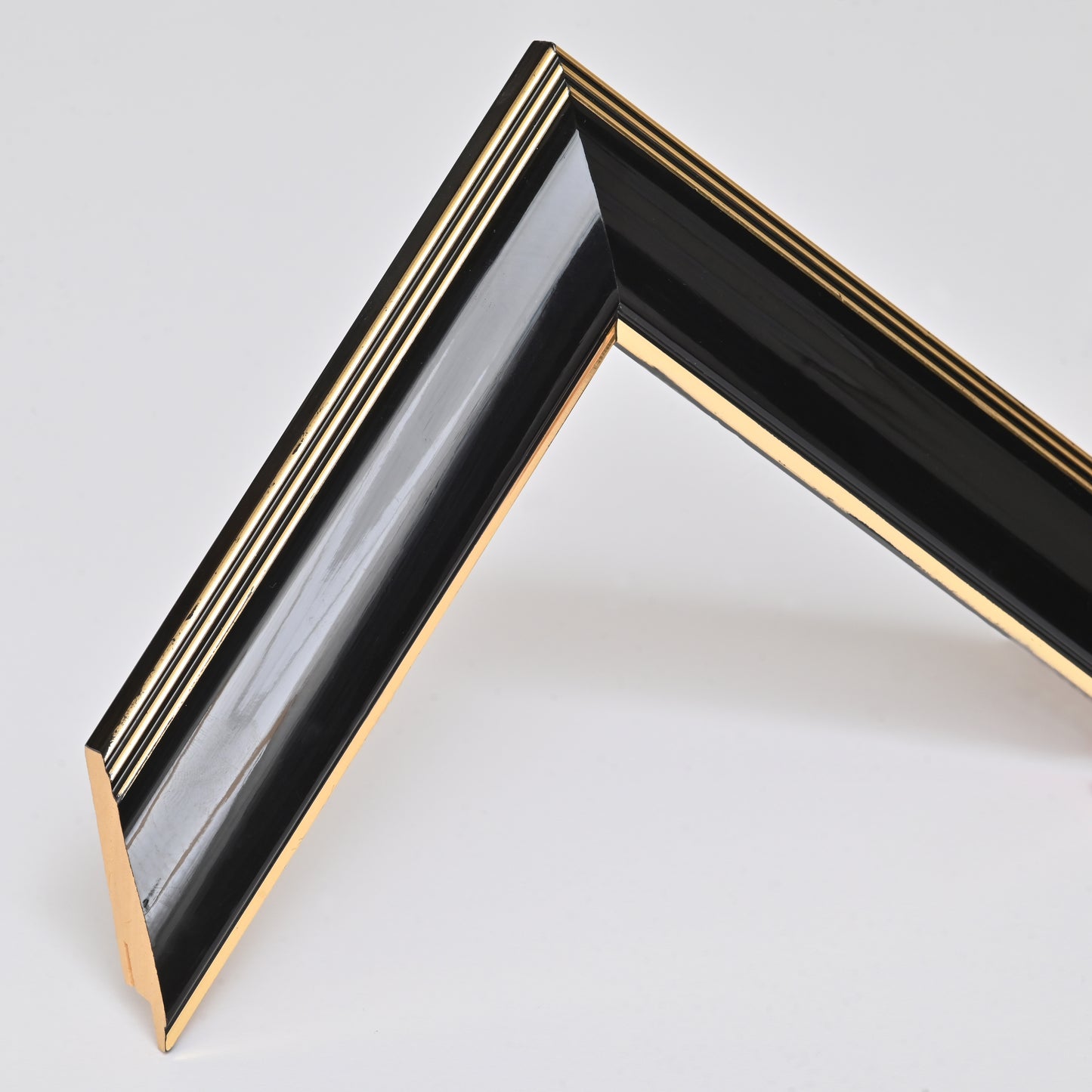 Glossy Black Finish Graduation Frame with Gold Lines on a Classic Rounded Profile