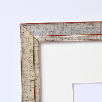 1" Wide Brushed Silver Foil With Distressed Red Undertones On Angled Profile