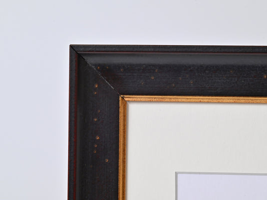 Pockmarked Black Frame, With Brown Undertones and Distressed Gold Lip  11"X14" ONE ONLY
