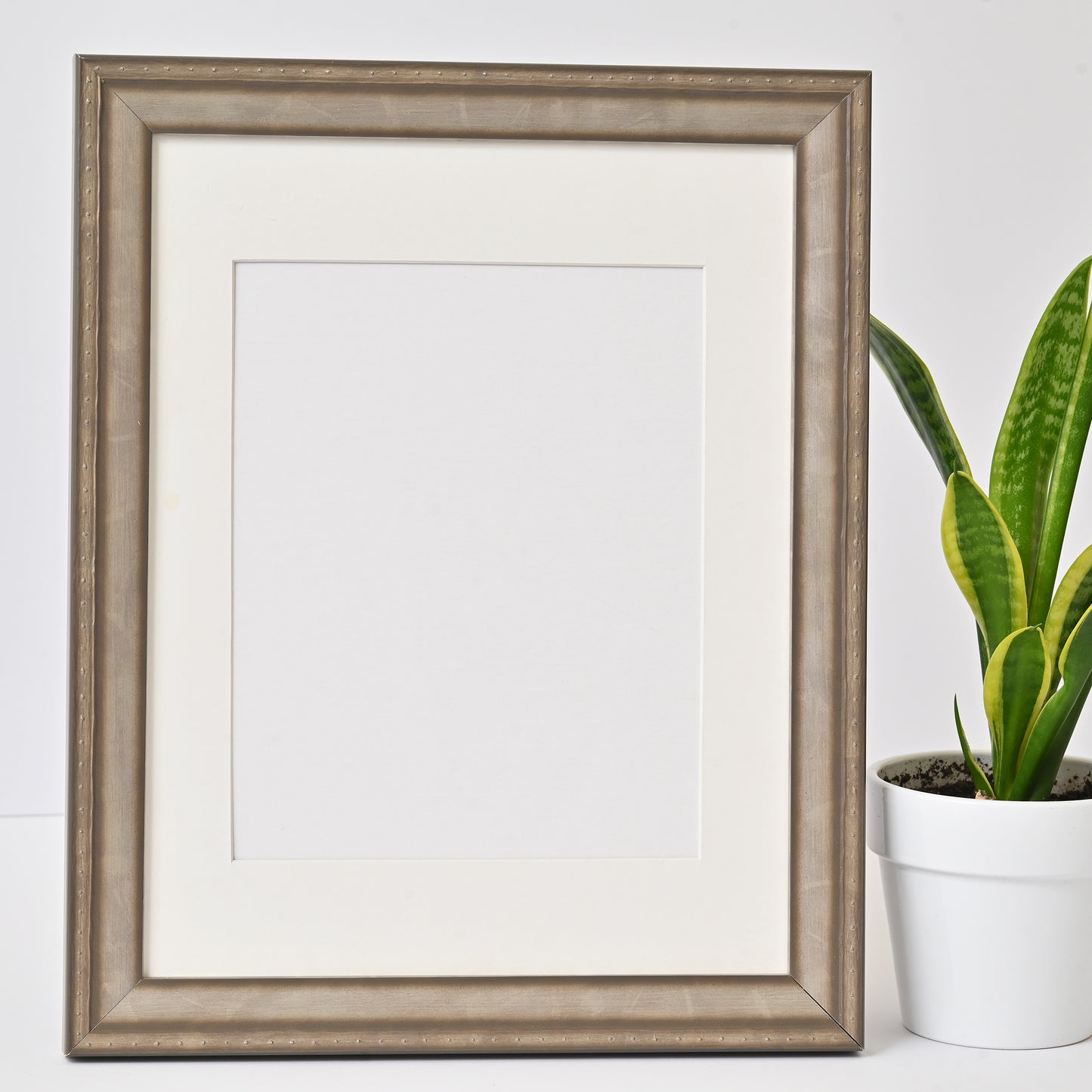 Distressed Silver Frame with Rivet Back Edge Design