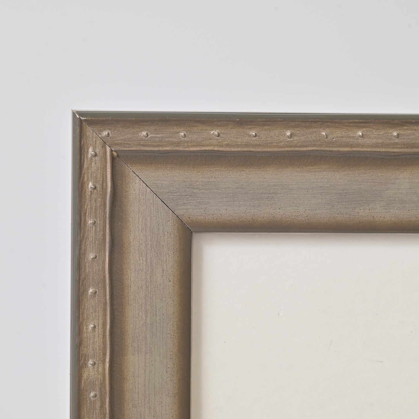 Distressed Silver Frame with Rivet Back Edge Design