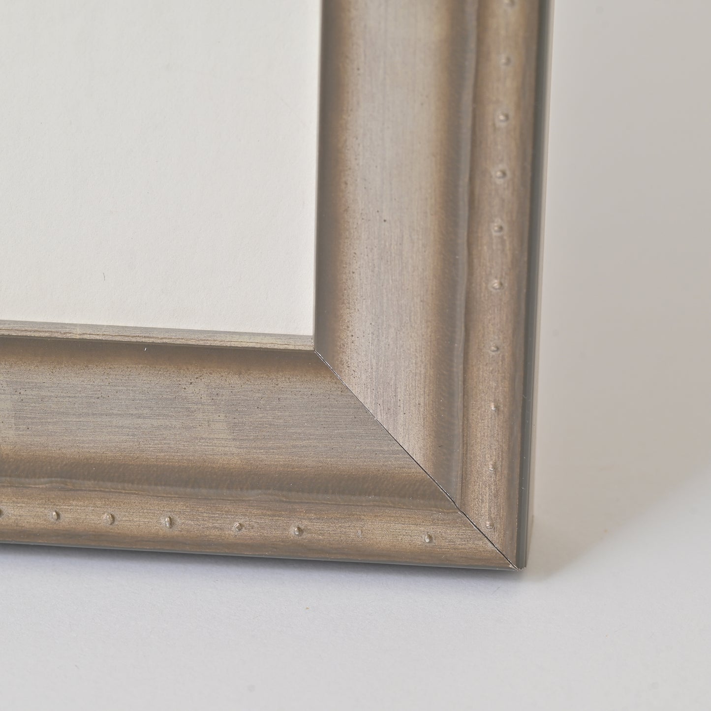 Distressed Silver Frame with Rivet Back Edge Design