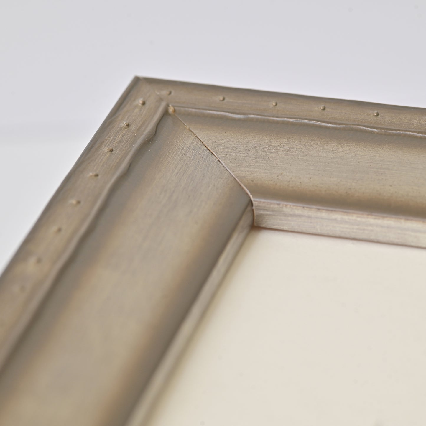 Distressed Silver Frame with Rivet Back Edge Design