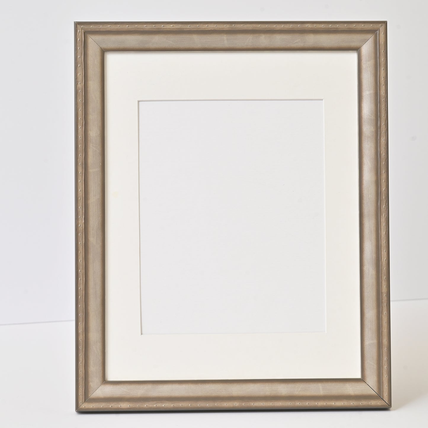 Distressed Silver Frame with Rivet Back Edge Design