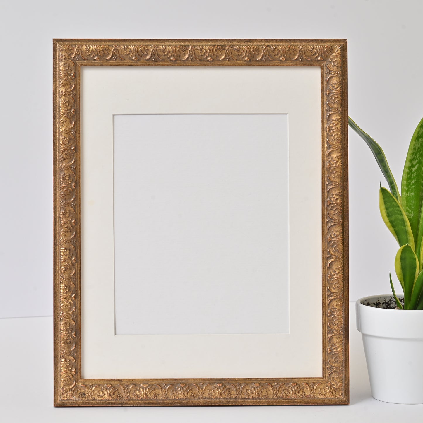 Antique Gold Finish Frame With Red And Black Undertones On Ornate Profile