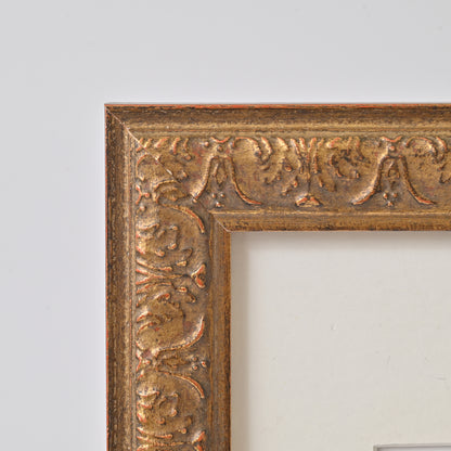 Antique Gold Finish Frame With Red And Black Undertones On Ornate Profile