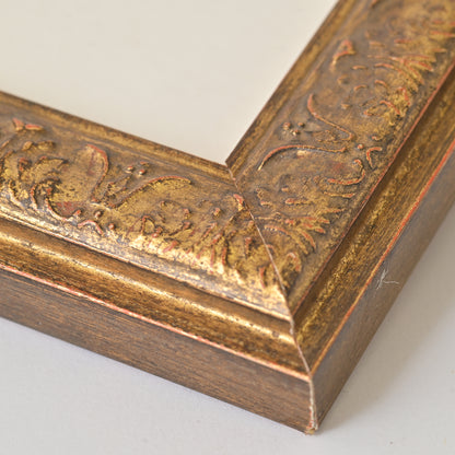 Antique Gold Finish Frame With Red And Black Undertones On Ornate Profile