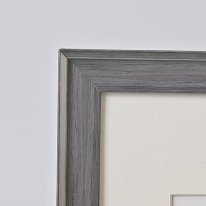 Grey Wood Frame with Raised Silver Trim and Black Edge