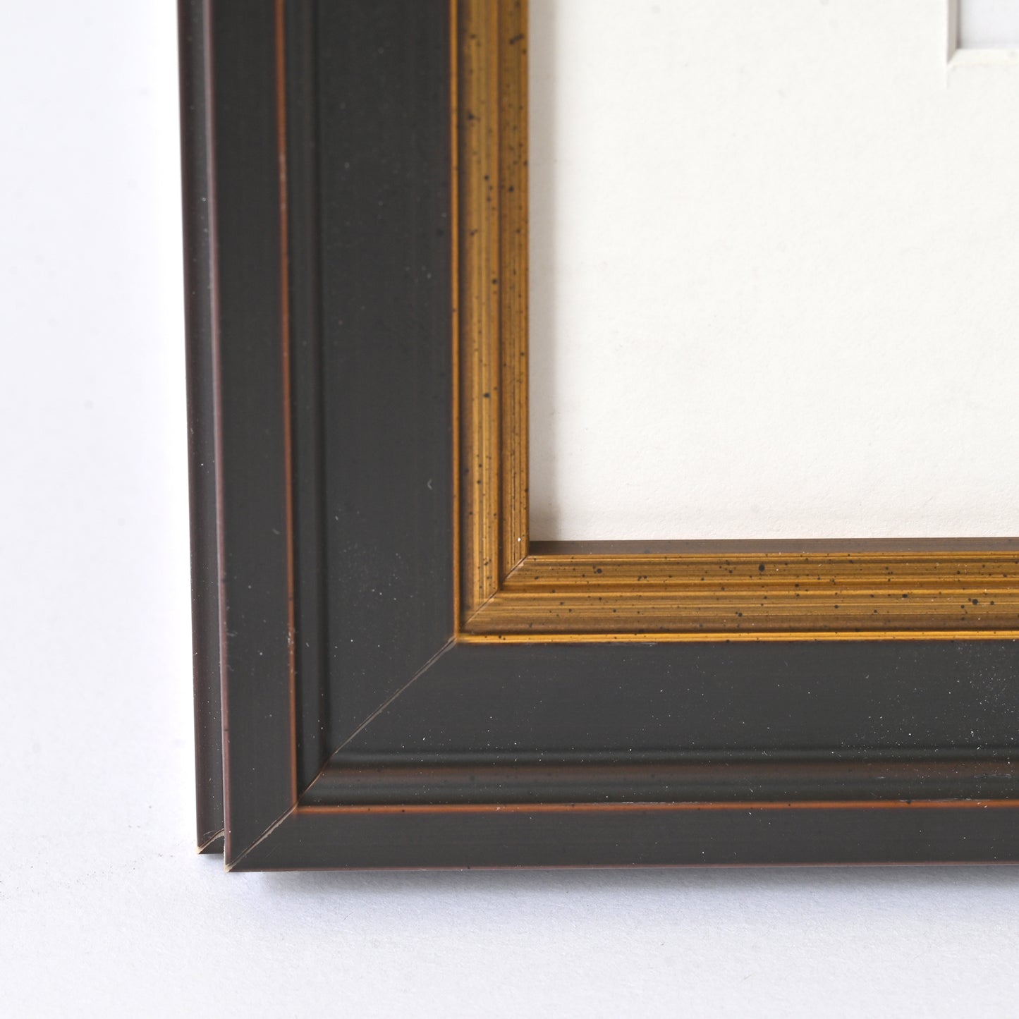 Dark Walnut Finish Frame With Highlights And Gold Lip On Traditional Profile