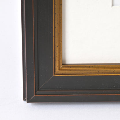 Dark Walnut Finish Frame With Highlights And Gold Lip On Traditional Profile