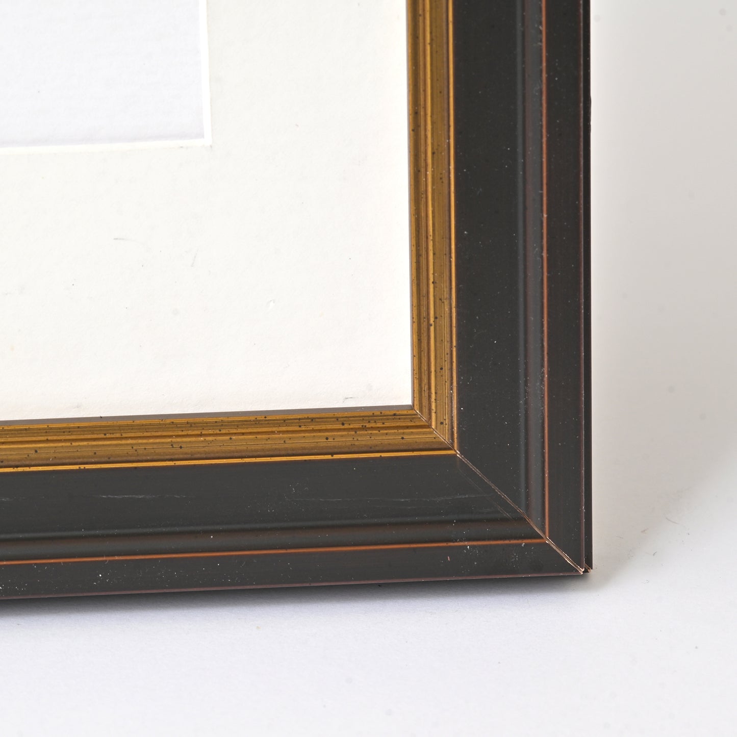 Dark Walnut Finish Frame With Highlights And Gold Lip On Traditional Profile