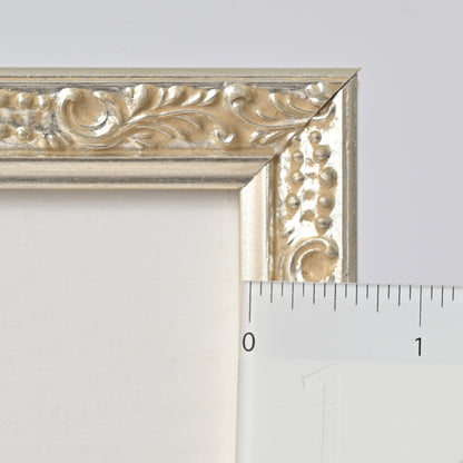 Ornate Bright Silver Gilded Frame On Ornate Motif Pattern