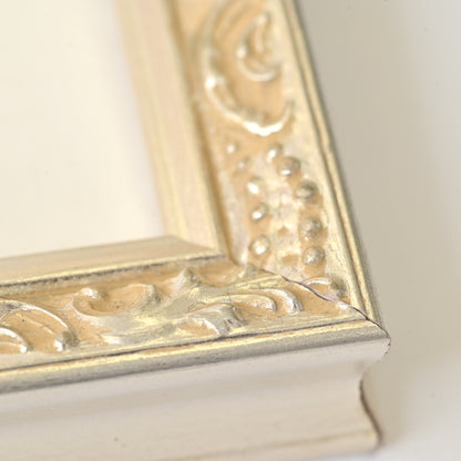 Ornate Bright Silver Gilded Frame On Ornate Motif Pattern