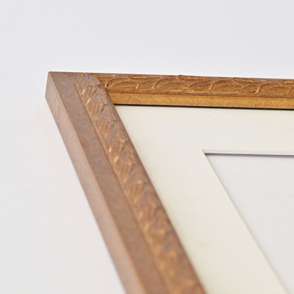 Antique Gold Finish Frame With Red & Black Undertones On Ornate Profile