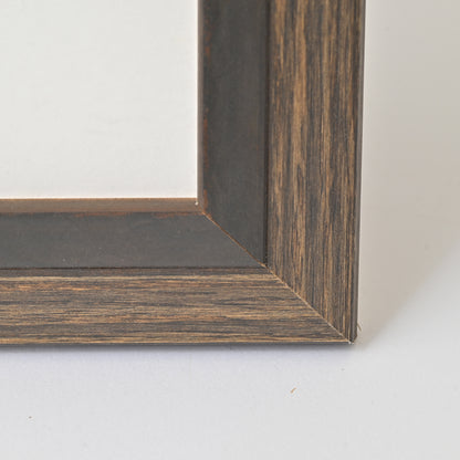 Angled Profile Frame With Iron-Colored Rivet Design on Stained Pine Veneer