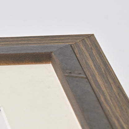 Angled Profile Frame With Iron-Colored Rivet Design on Stained Pine Veneer