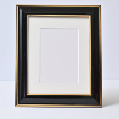 Glossy Black Finish With Gold Lines On A Classic Rounded Profile