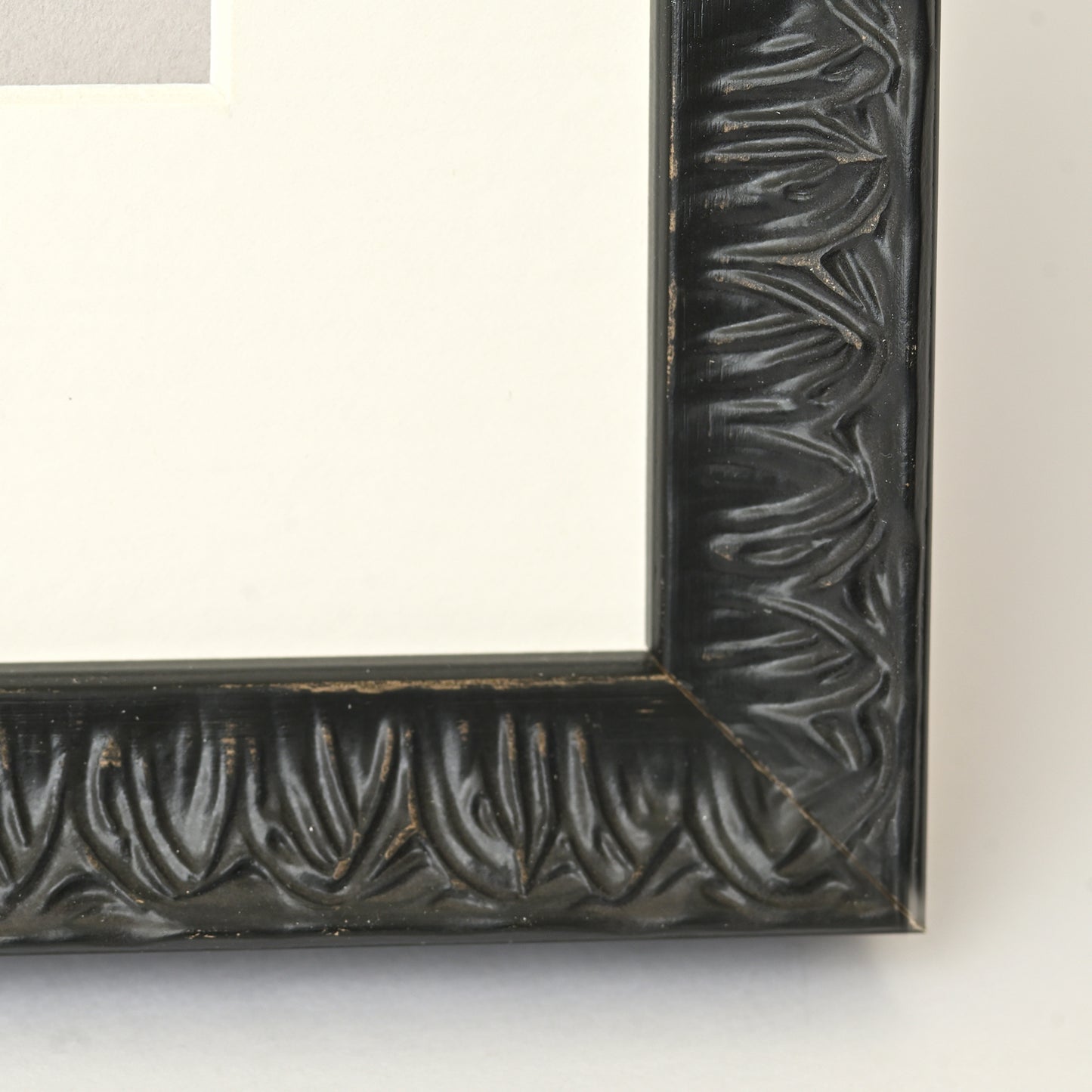 Ornate Gothic Patterned Frame With Satin Black Finish On Scoop Profile