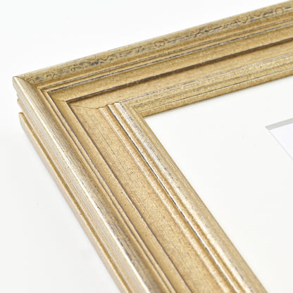 Distressed Antiqued Ornate Profile Warm Silver Picture Frame With Textured Finish