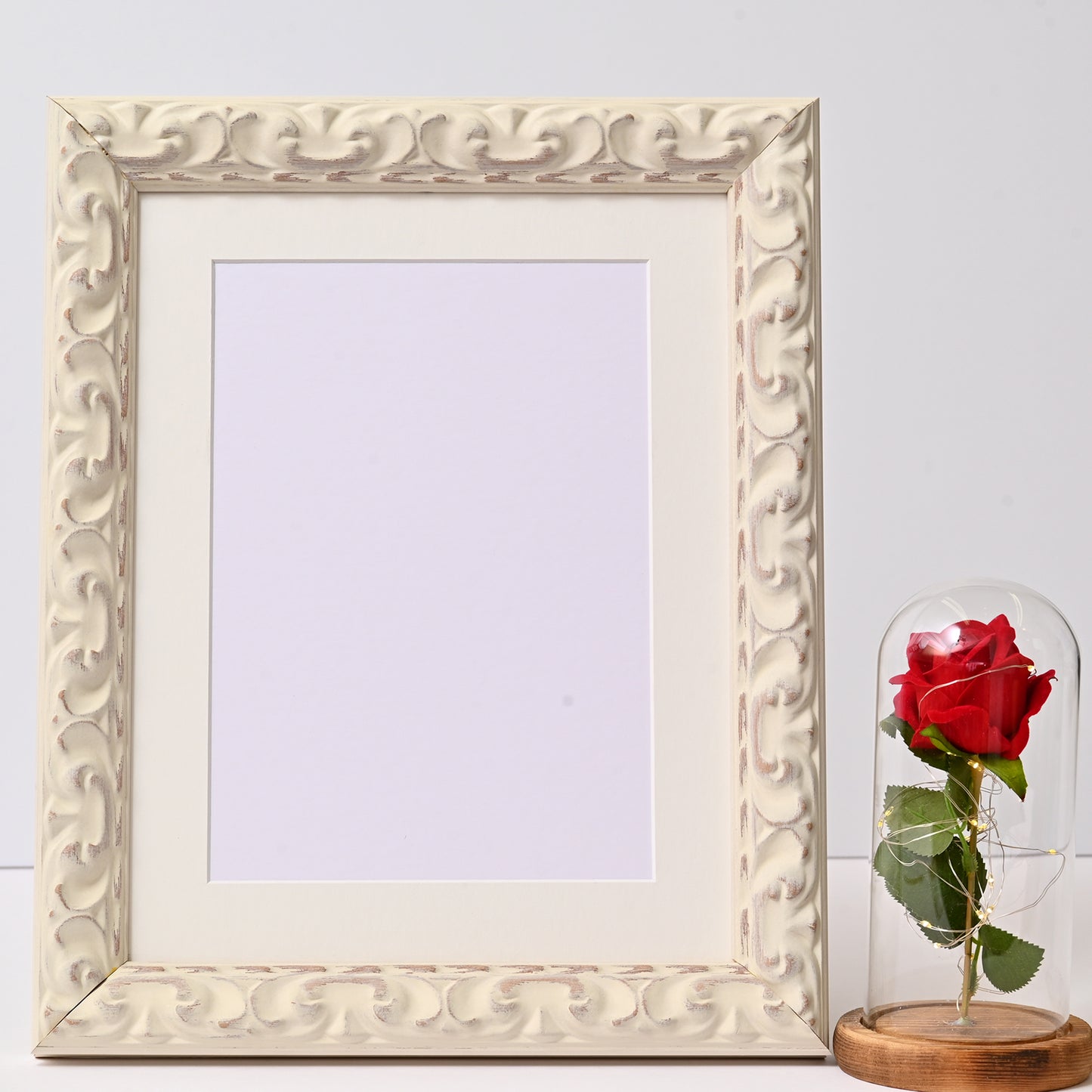 8352WH Ornate Profile With Rustic White Satin Finish