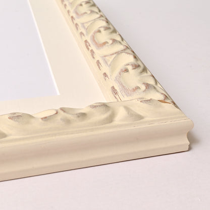 8352WH Ornate Profile With Rustic White Satin Finish
