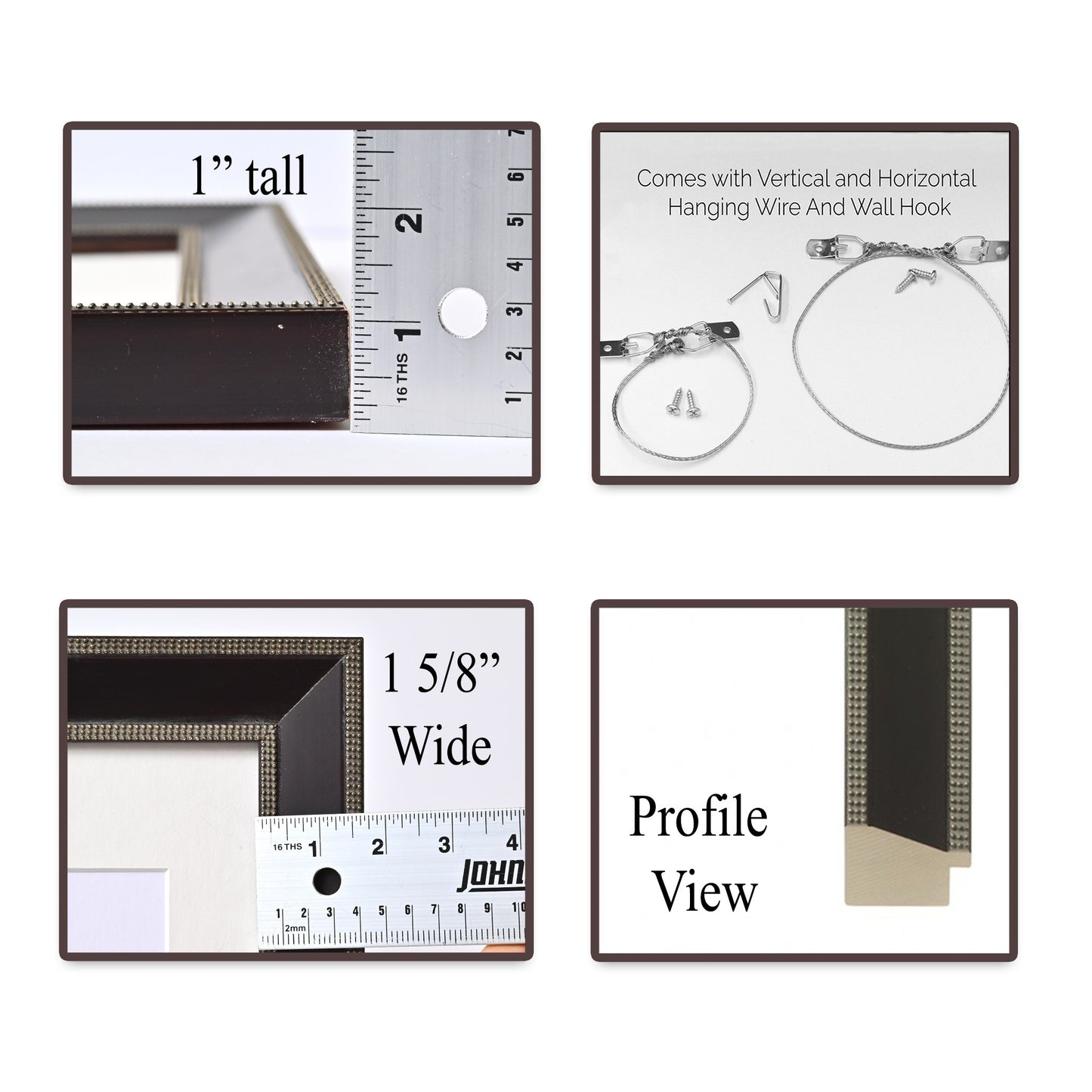 Sloped Profile With Silver Beads Separated With Black Panel  11"X14" Frame   ONE ONLY