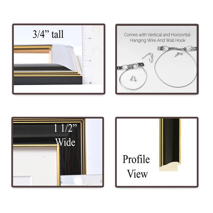 Glossy Black Finish With Gold Lines On A Classic Rounded Profile