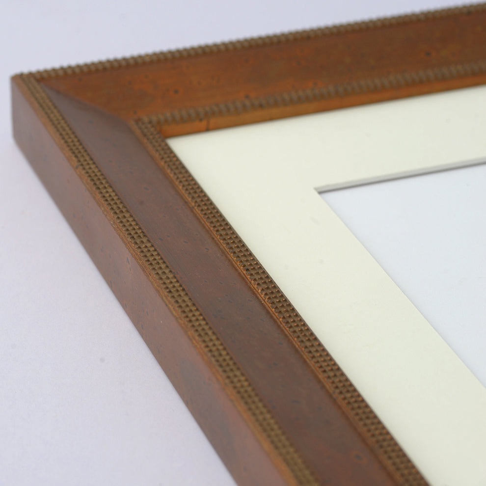 Sloped Profile Frame With Gold Beads Separated With Oxidized Gold Pane ...