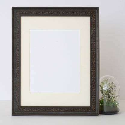 Antique Ebony Stain Frame With Embossed Open Hearts Design