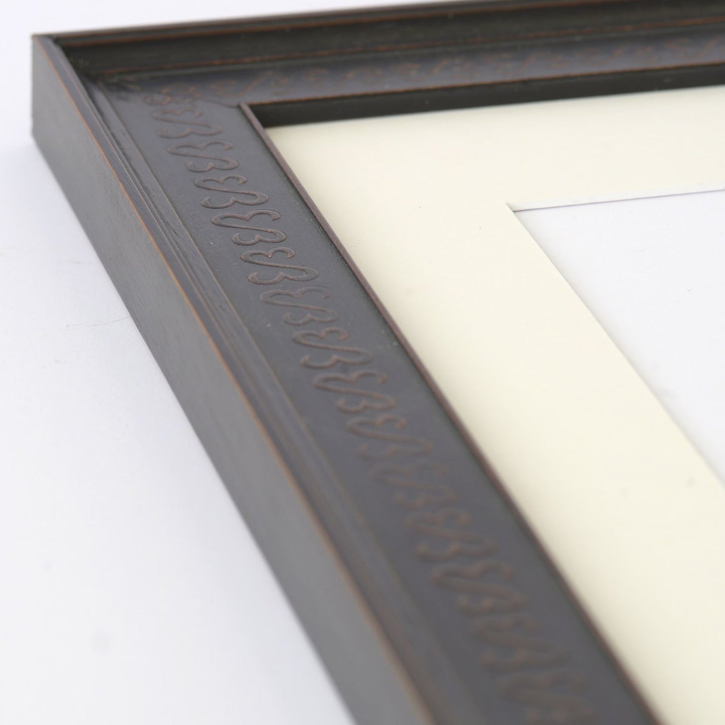 Antique Ebony Stain Frame With Embossed Open Hearts Design