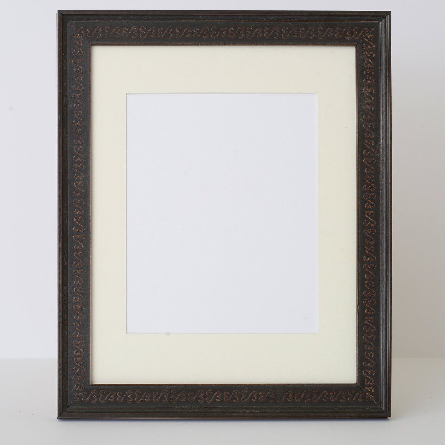 Antique Ebony Stain Frame With Embossed Open Hearts Design