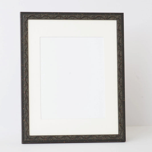 Black Stain Frame With Gold Leaf highlights On Embossed Vine Motif