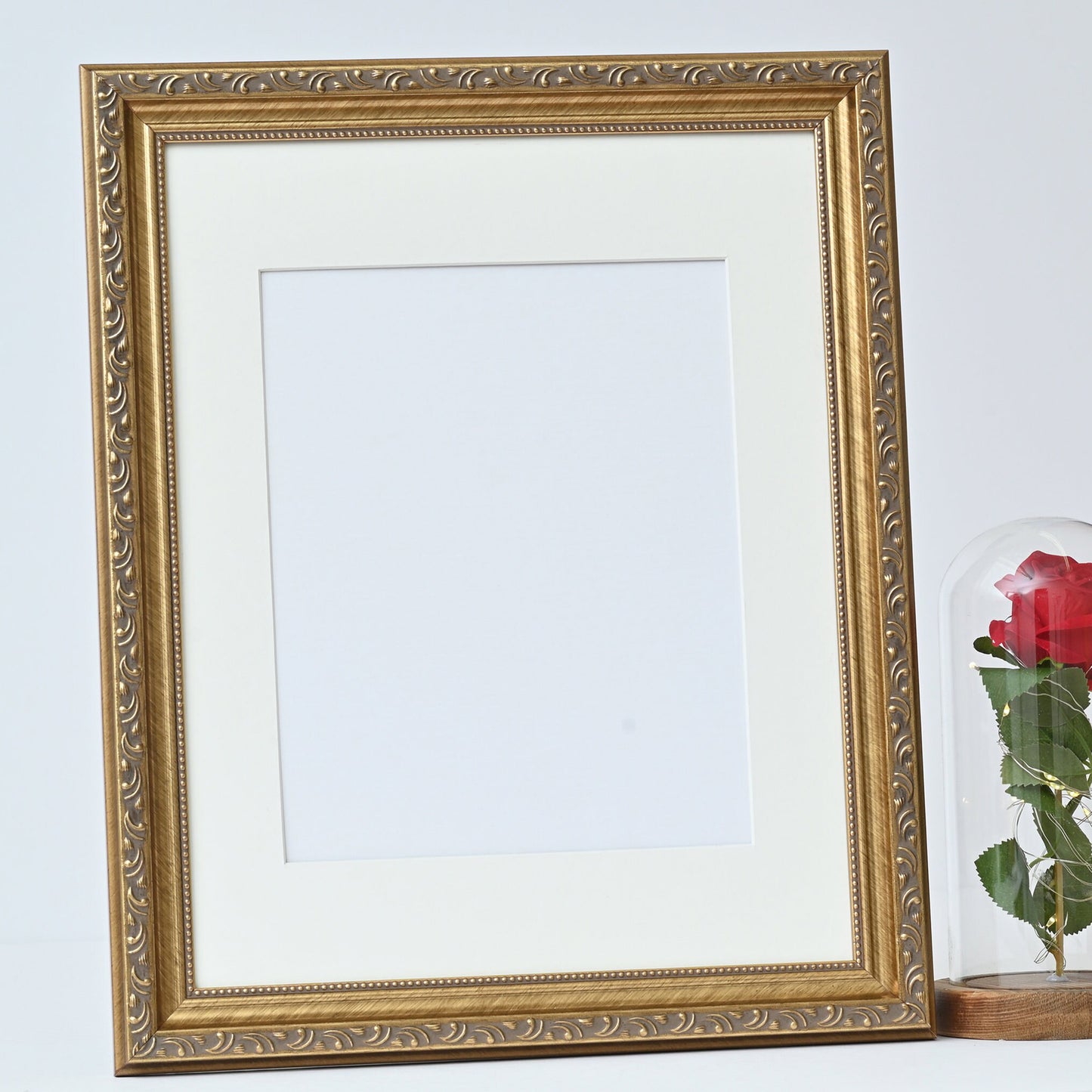 Elegant Vintage Brushed Gold Frame with Beaded Accents