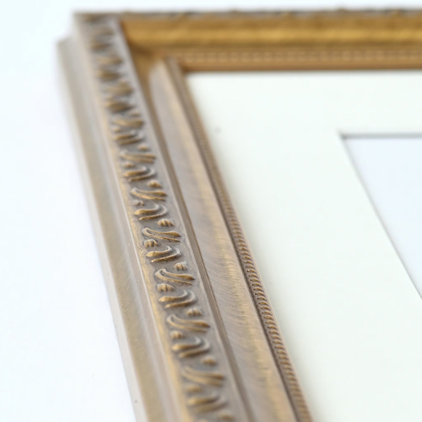 Elegant Vintage Brushed Gold Frame with Beaded Accents